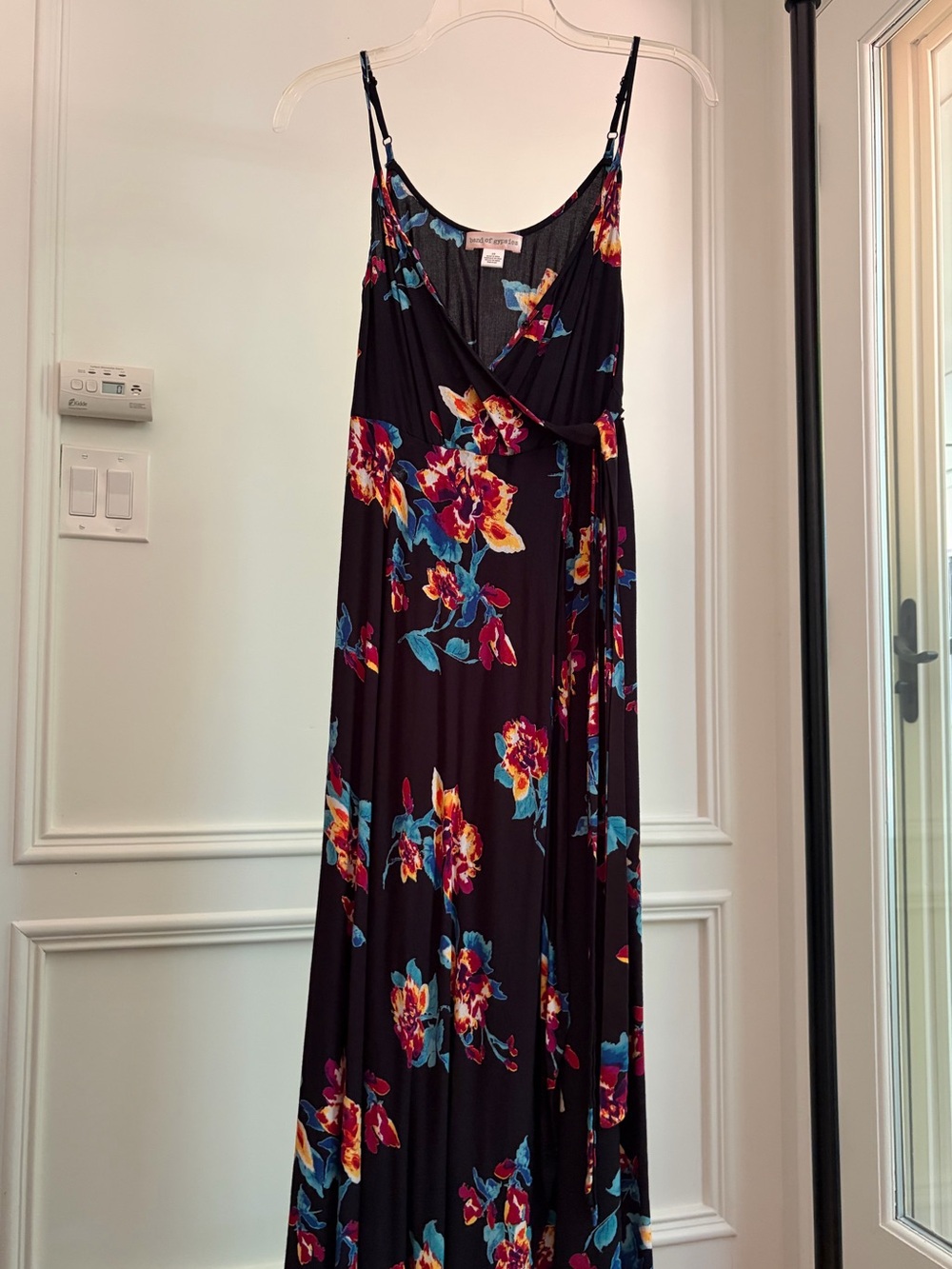Boutique Floral Wrap Maxi Dress - Black with Multicolor Floral